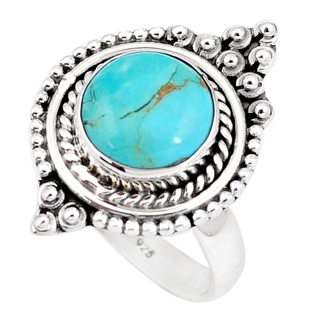 5.31cts green arizona mohave turquoise 925 silver solitaire ring size 8 p11321