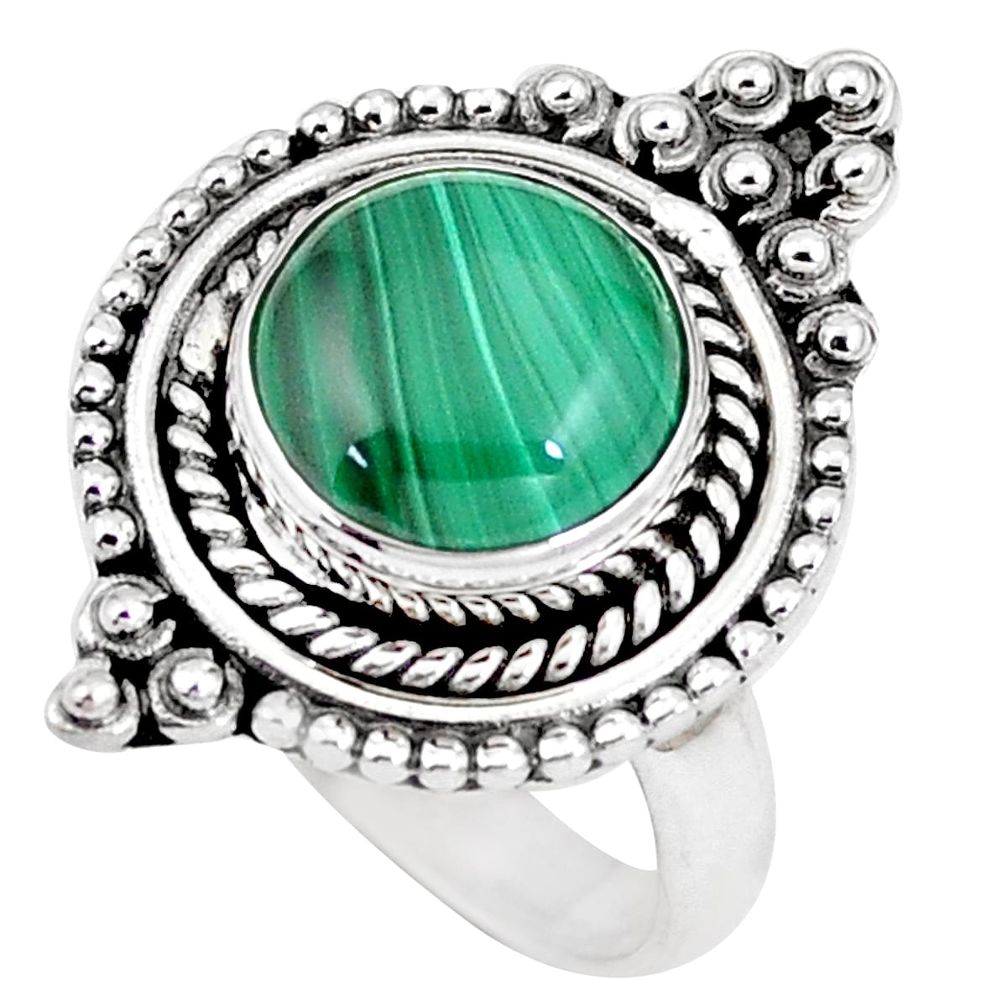 5.30cts natural green malachite 925 silver solitaire ring size 7 p11325