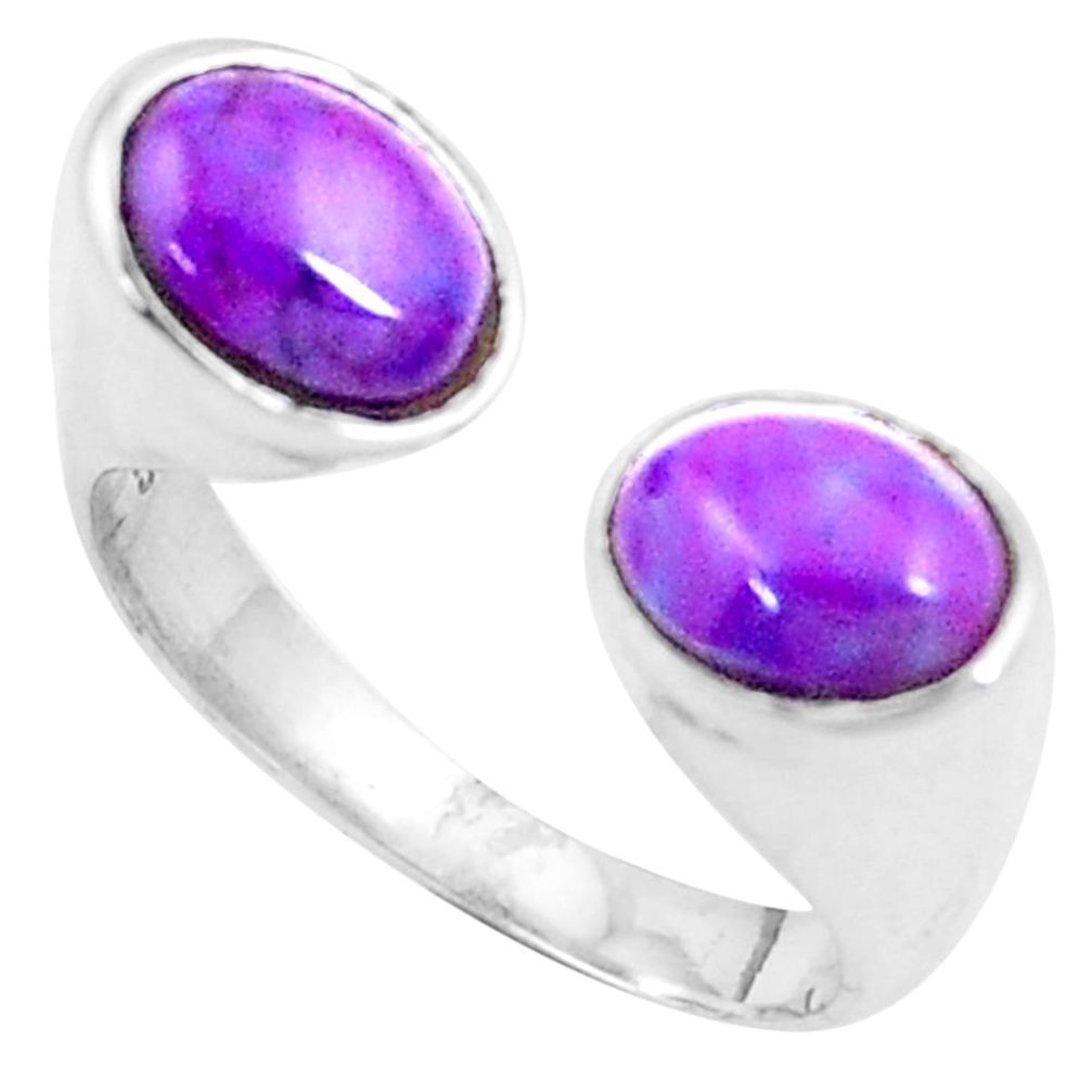 Purple copper turquoise 925 silver adjustable solitaire ring size 8 p12052