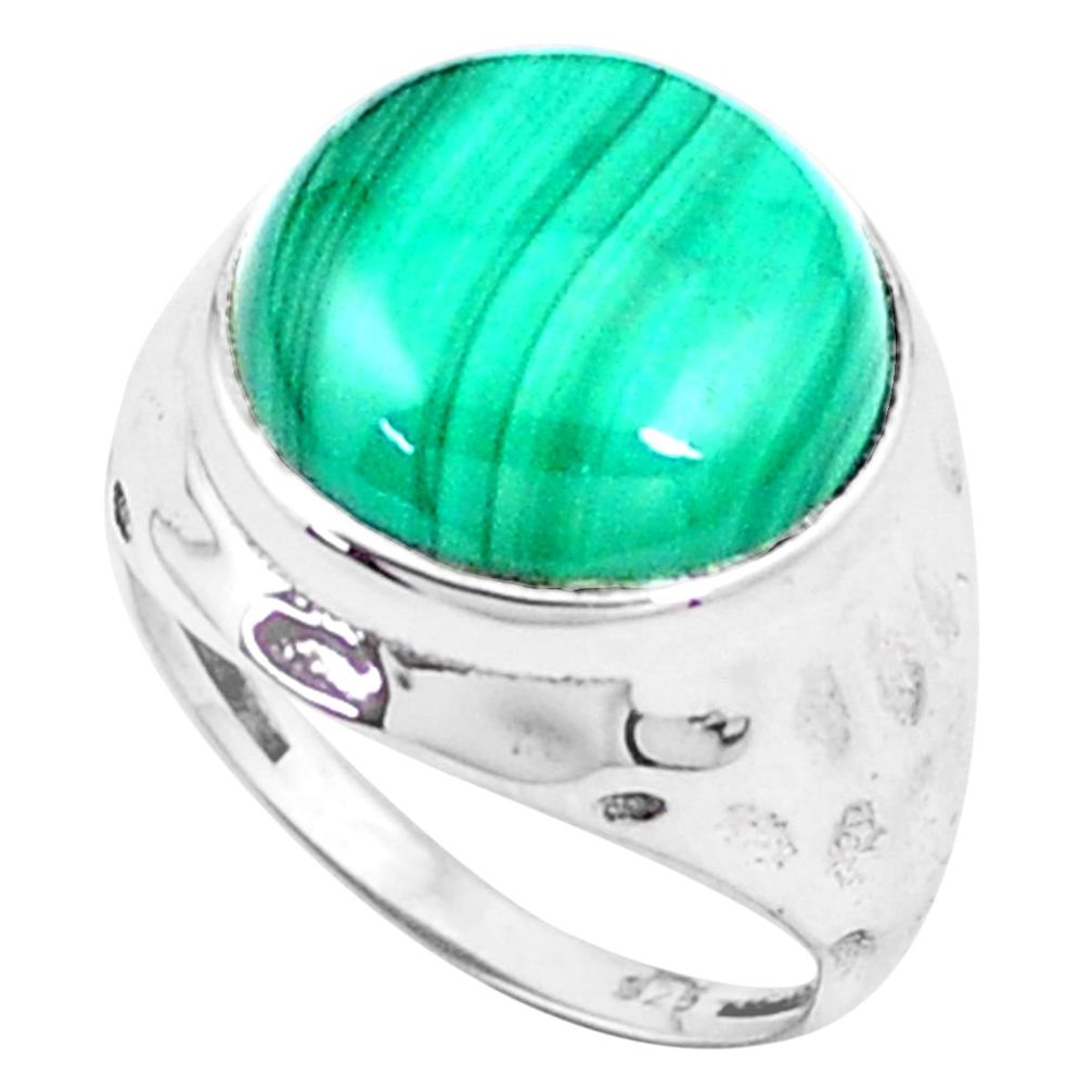 925 silver 12.07cts natural green malachite oval solitaire ring size 7 p12087