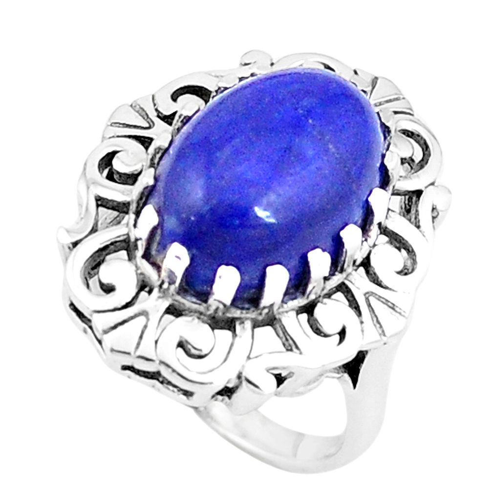 925 silver 7.12cts natural blue lapis lazuli oval solitaire ring size 7 p12102