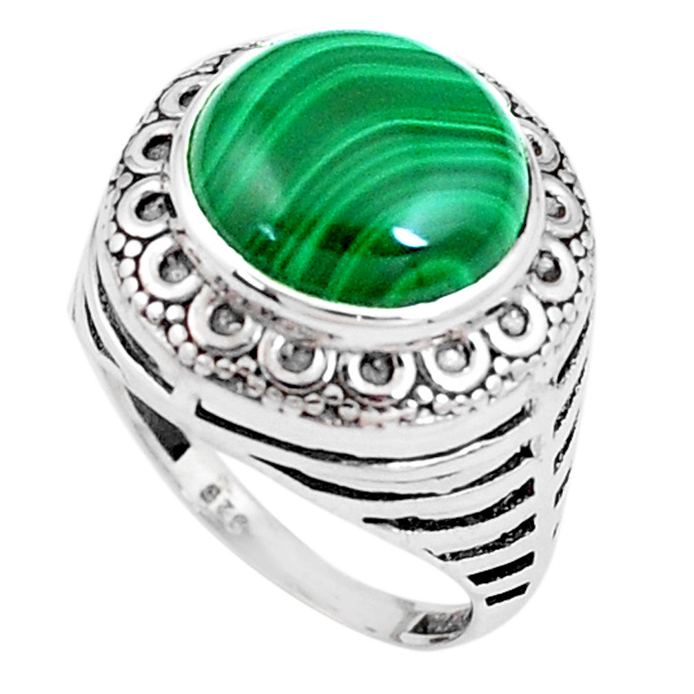 925 silver 7.07cts natural green malachite oval solitaire ring size 7.5 p12132