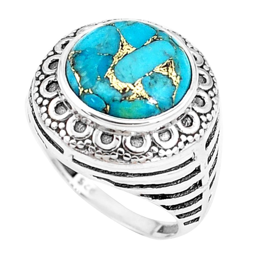 6.58cts blue copper turquoise 925 silver solitaire ring jewelry size 7 p12133