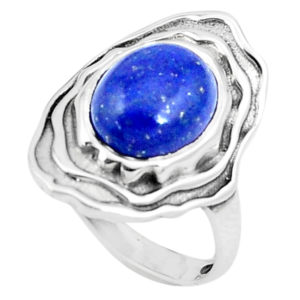 4.40cts natural blue lapis lazuli 925 silver solitaire ring size 7 p12162