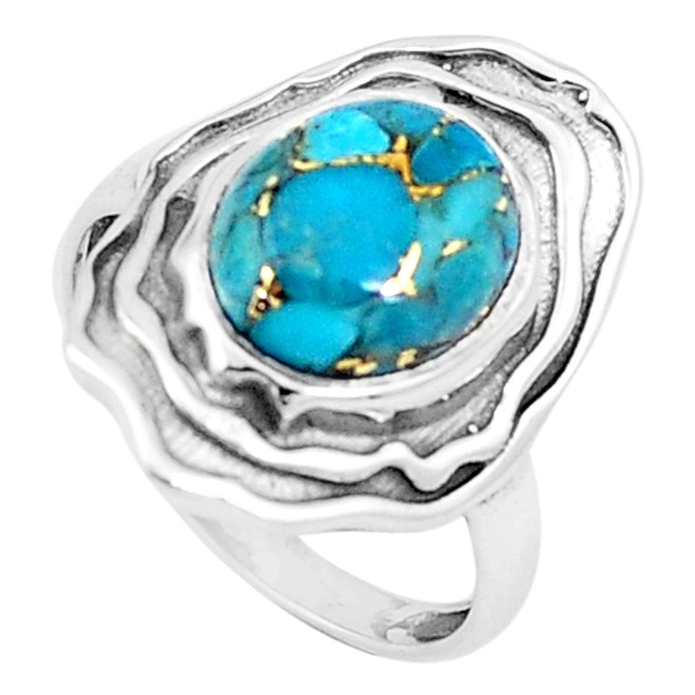 925 silver 4.70cts blue copper turquoise solitaire ring jewelry size 7 p12169