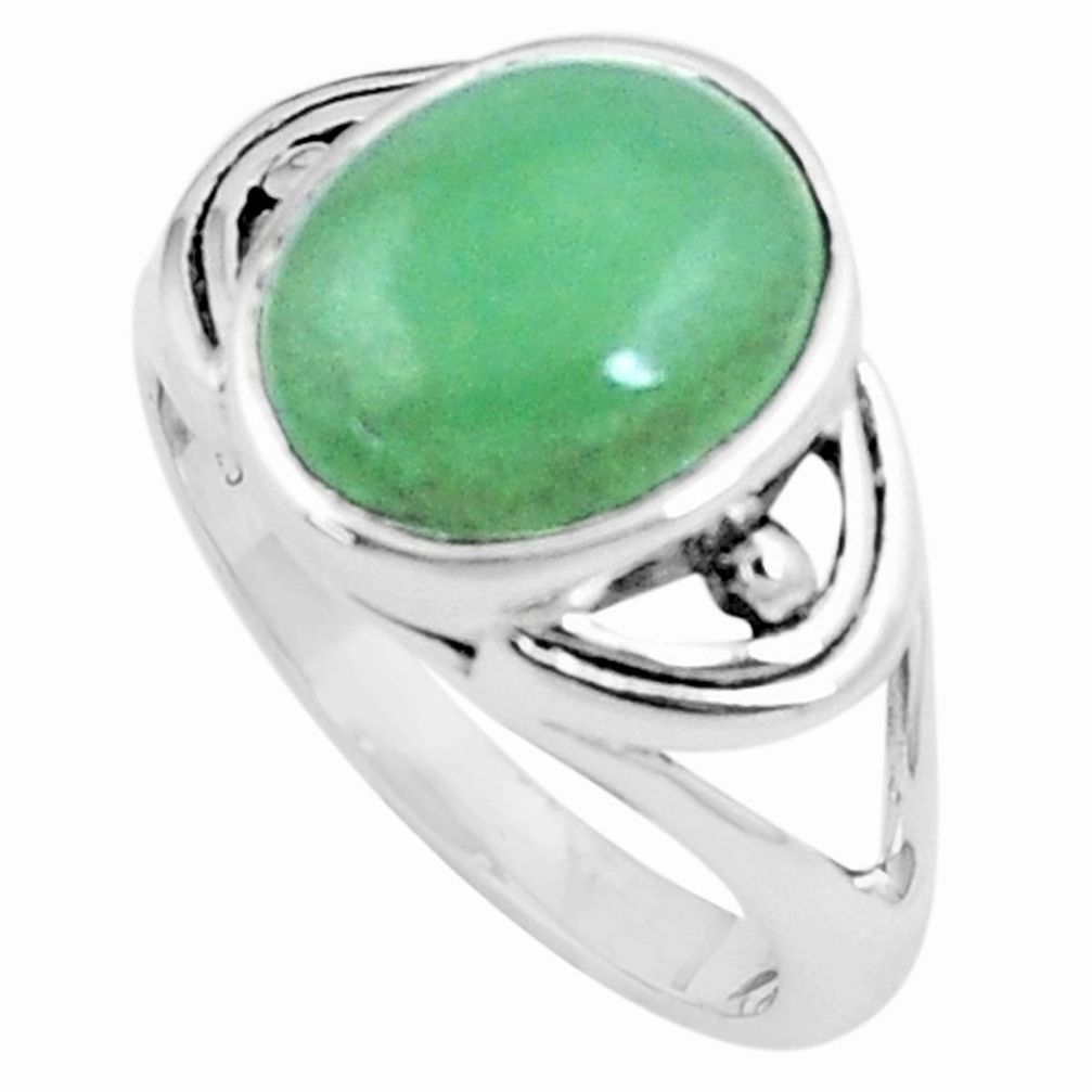 5.27cts green jade 925 sterling silver solitaire ring jewelry size 8 p12276