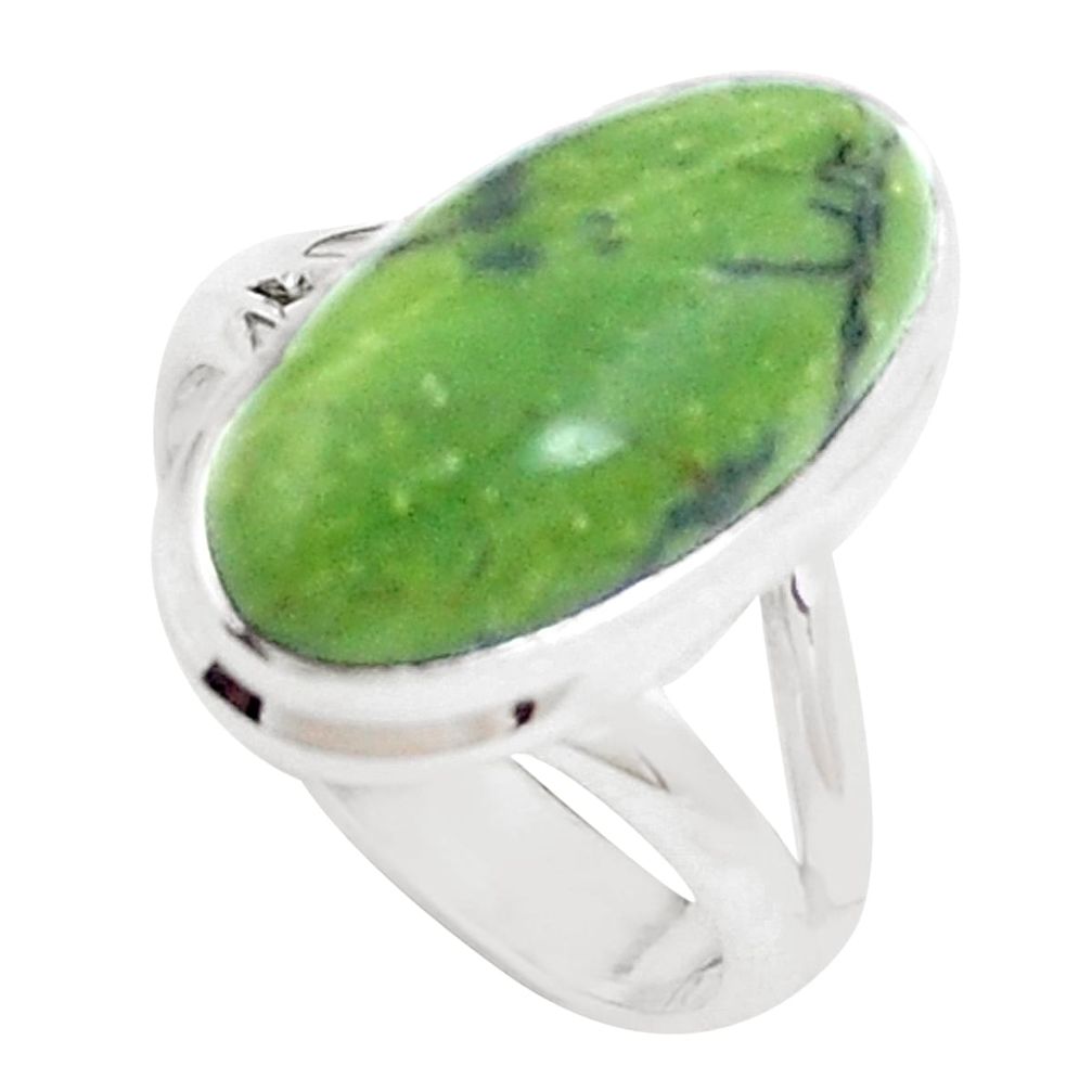 6.84cts natural green swiss imperial opal silver solitaire ring size 6 p12303