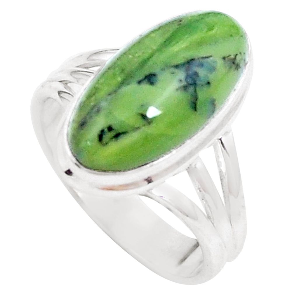 Natural green swiss imperial opal 925 silver solitaire ring size 8.5 p12305