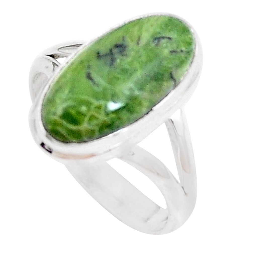 Natural green swiss imperial opal 925 silver solitaire ring size 9.5 p12309