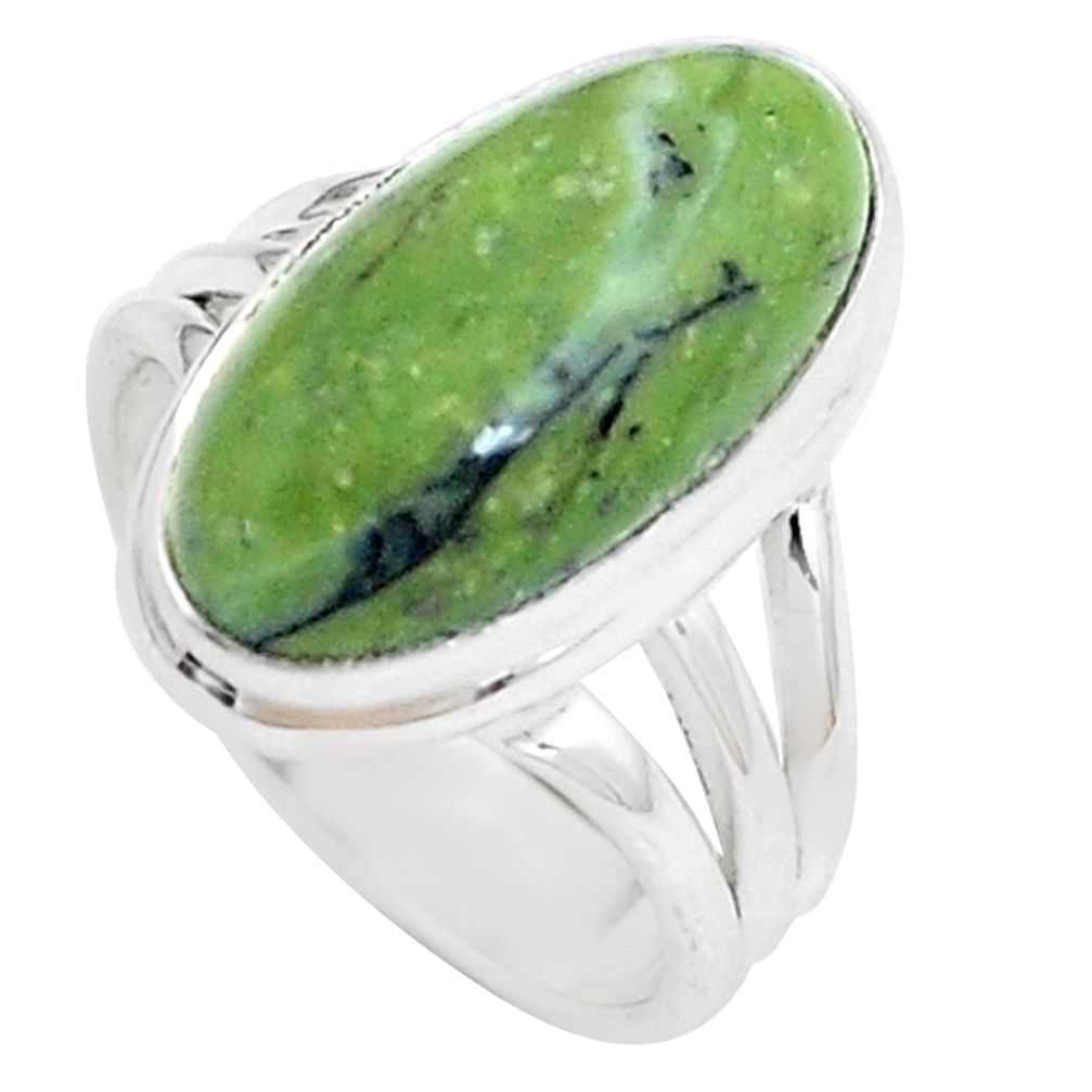 Natural green swiss imperial opal 925 silver solitaire ring size 6.5 p12317