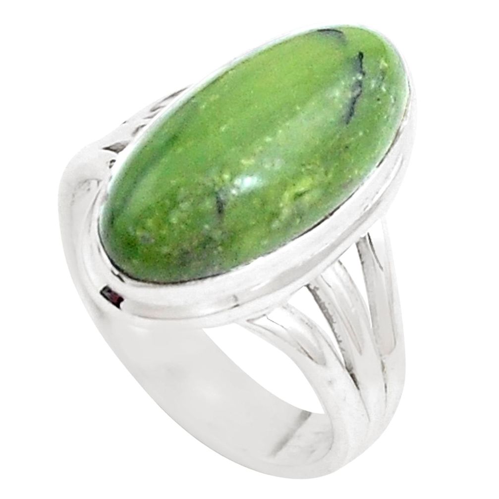 Natural green swiss imperial opal 925 silver solitaire ring size 7 p12318