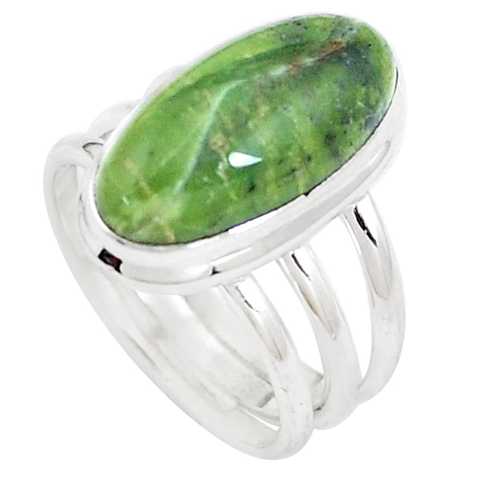 Natural green swiss imperial opal 925 silver solitaire ring size 7.5 p12319