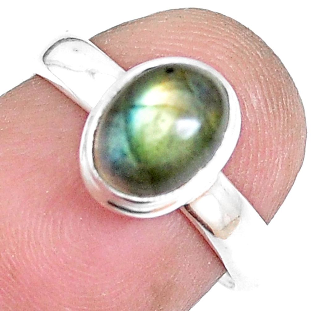 1.96cts natural blue labradorite 925 silver solitaire ring jewelry size 6 p14121