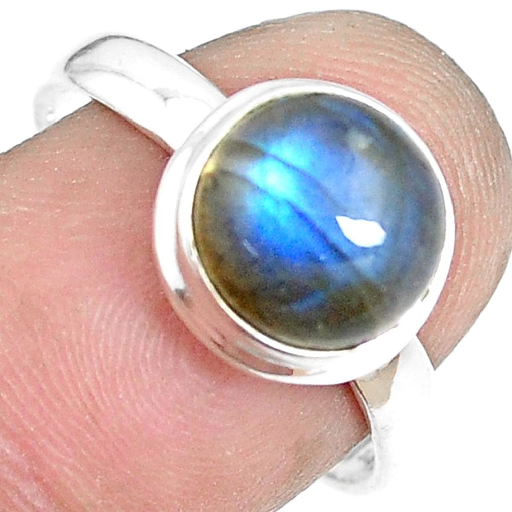 4.28cts natural blue labradorite 925 silver solitaire ring jewelry size 8 p14132