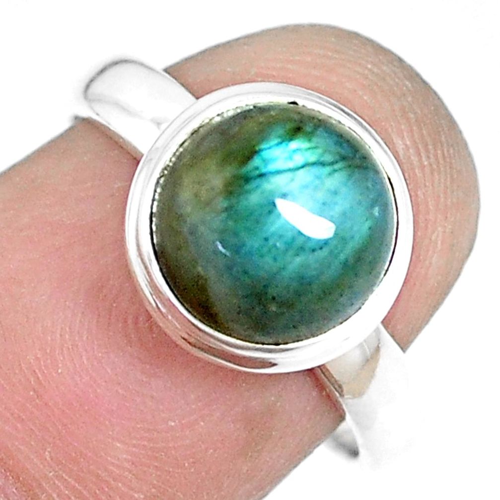 925 silver 4.26cts natural blue labradorite solitaire ring jewelry size 7 p14133