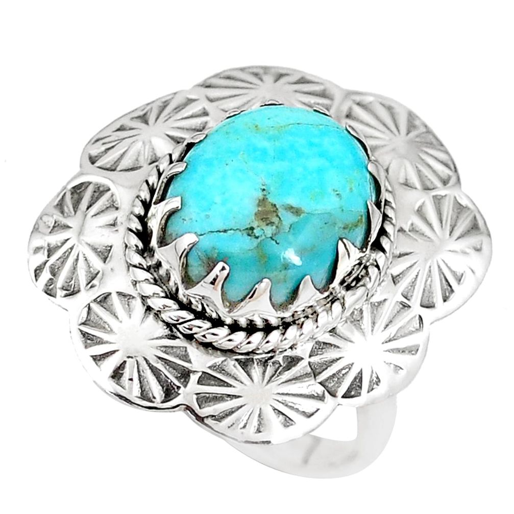 925 silver 5.00cts green arizona mohave turquoise solitaire ring size 7 p14289