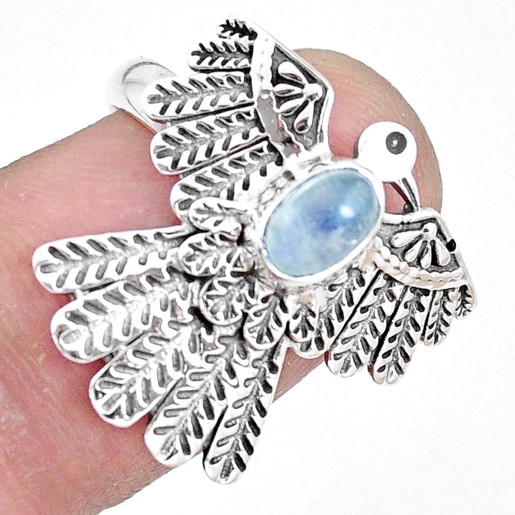 1.61cts natural rainbow moonstone 925 silver solitaire eagle ring size 7 p14353