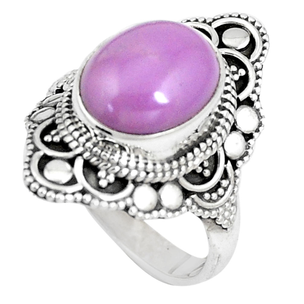5.32cts natural purple phosphosiderite 925 silver solitaire ring size 8 p15127