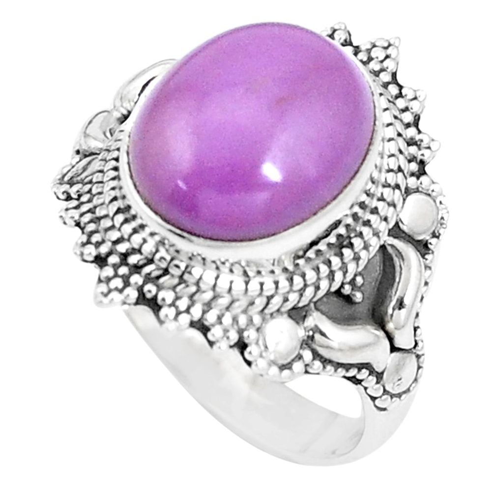 5.31cts natural purple phosphosiderite 925 silver solitaire ring size 8 p15132