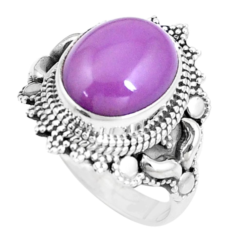 5.31cts natural purple phosphosiderite 925 silver solitaire ring size 8 p15133