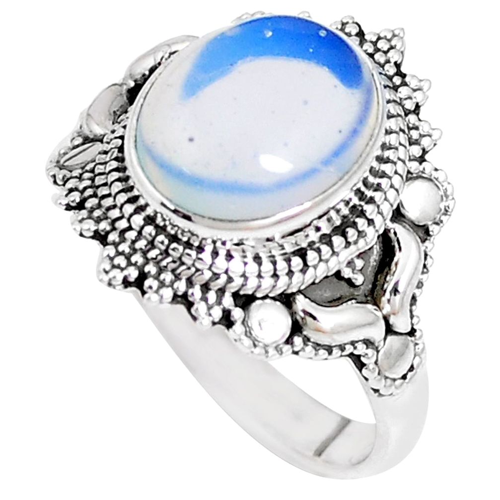5.07cts natural white opalite 925 silver solitaire ring jewelry size 10 p15156