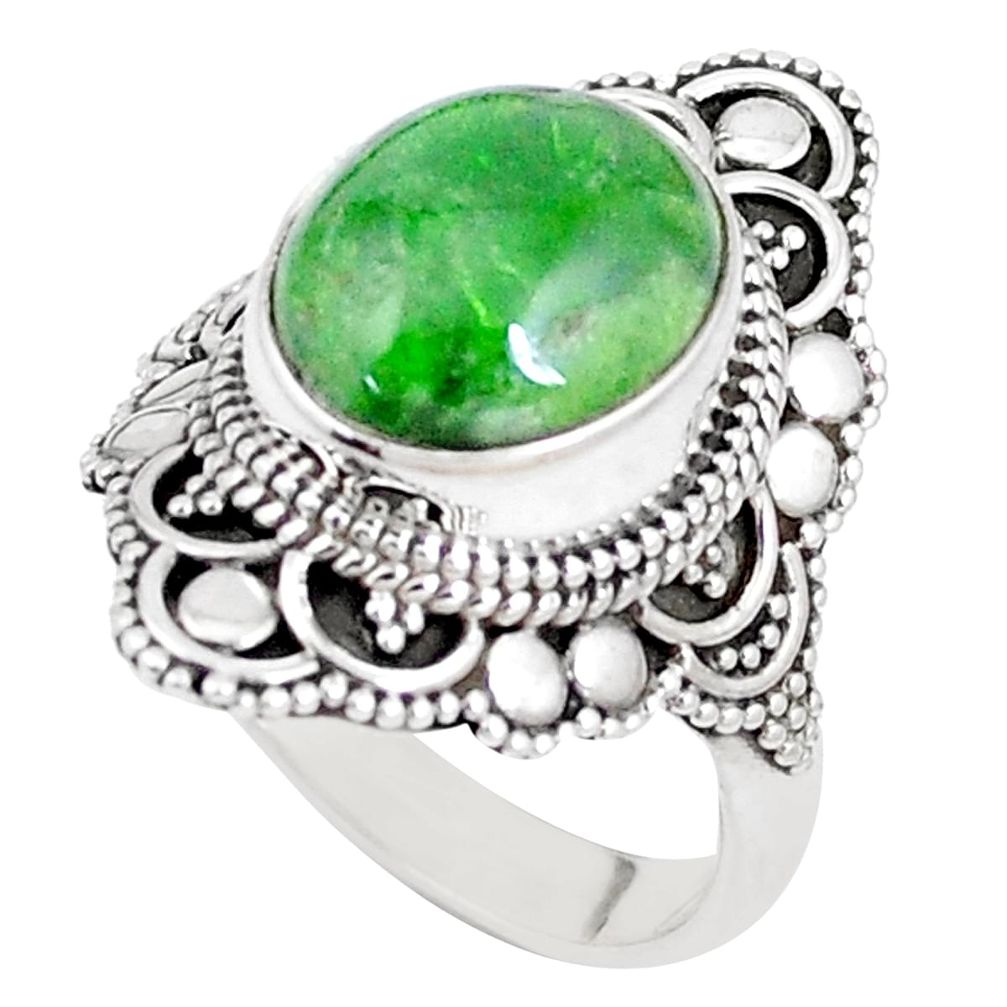 5.12cts natural green chrome diopside 925 silver solitaire ring size 7 p15163