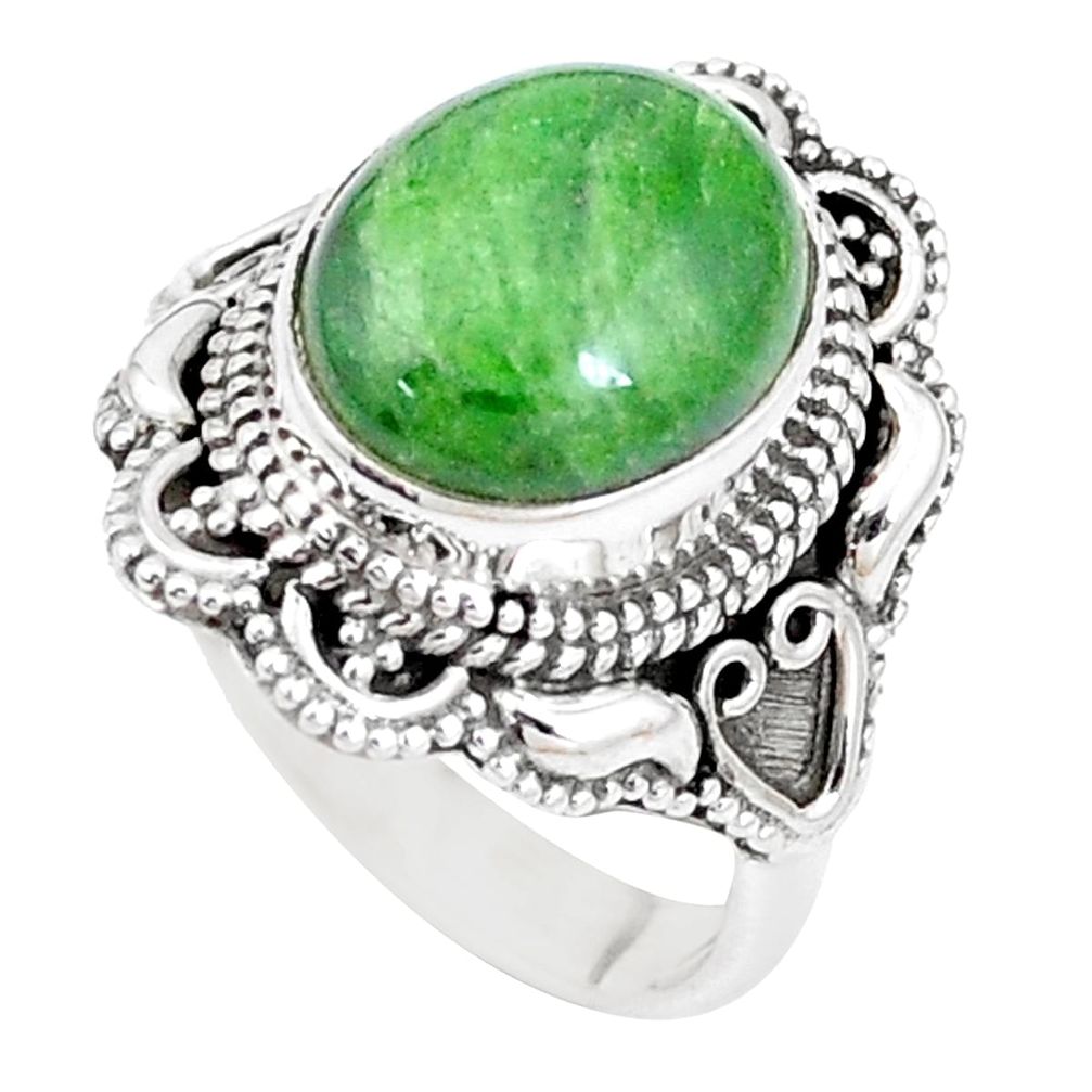 5.12cts natural green chrome diopside 925 silver solitaire ring size 7 p15165