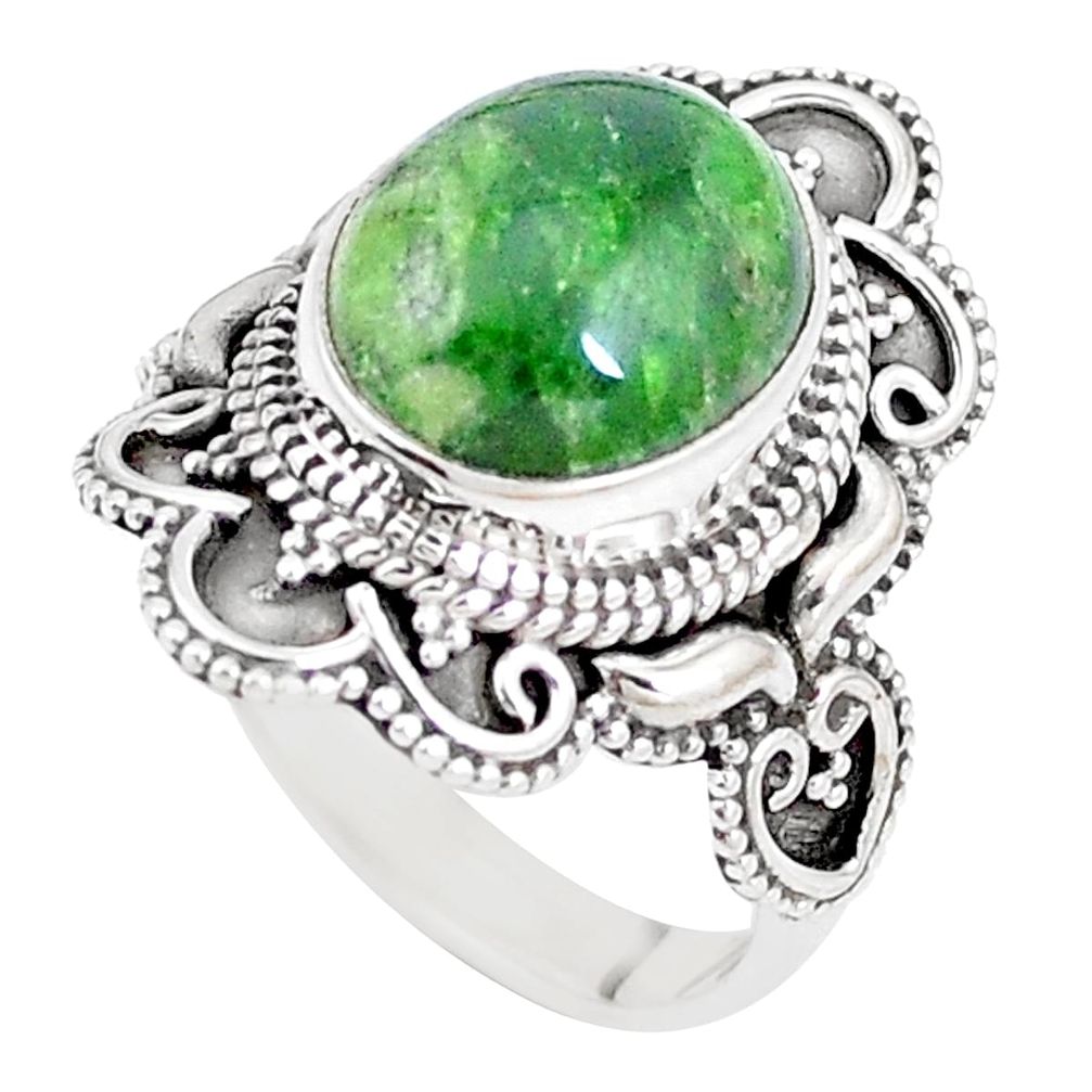 5.30cts natural green chrome diopside 925 silver solitaire ring size 8 p15166