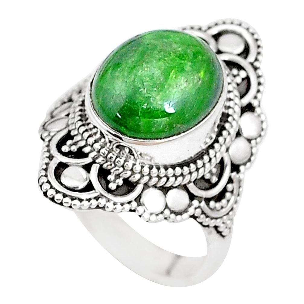 5.12cts natural green chrome diopside 925 silver solitaire ring size 7 p15176