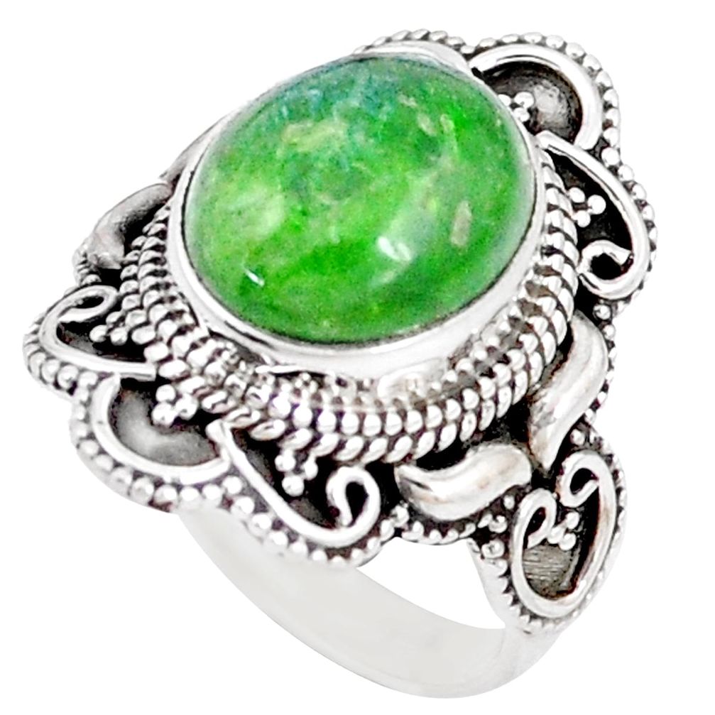 5.32cts natural green chrome diopside 925 silver solitaire ring size 7 p15178