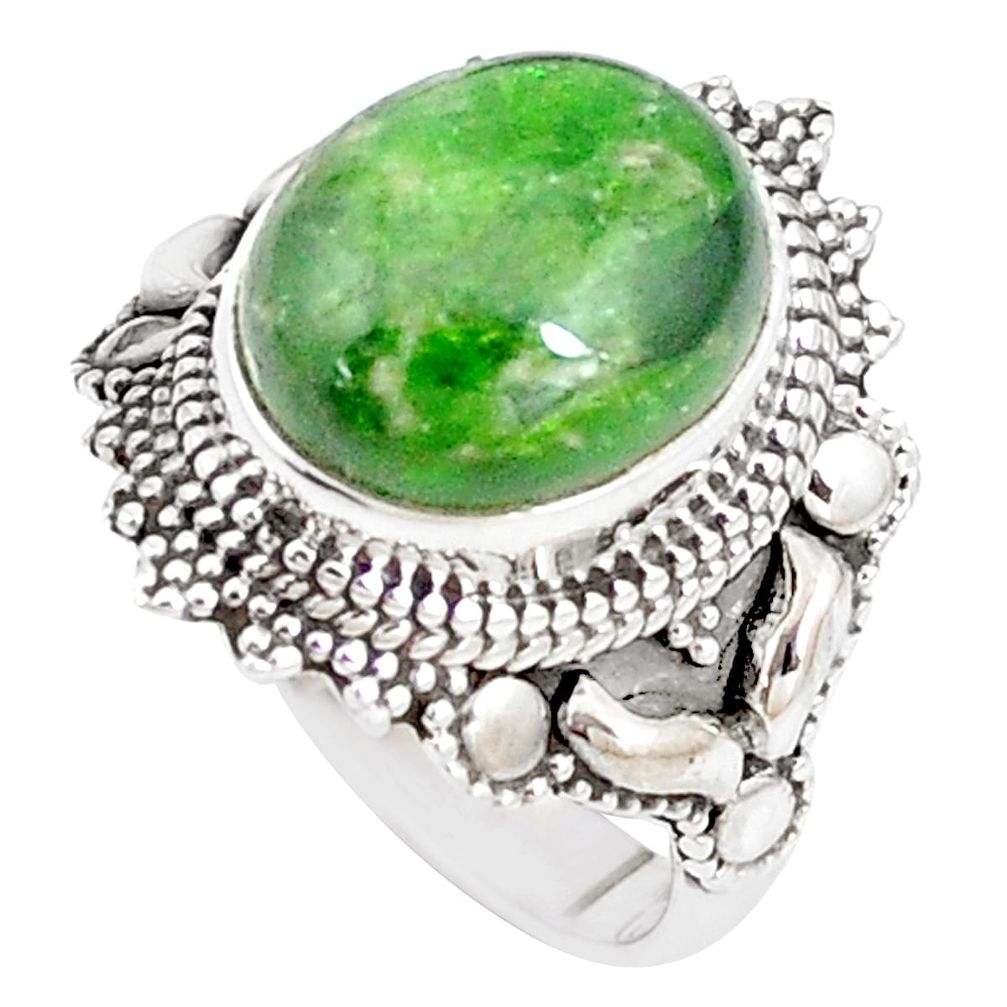 5.31cts natural green chrome diopside 925 silver solitaire ring size 6 p15180