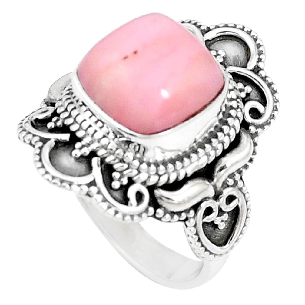 5.52cts natural pink opal 925 sterling silver solitaire ring size 7 p15182