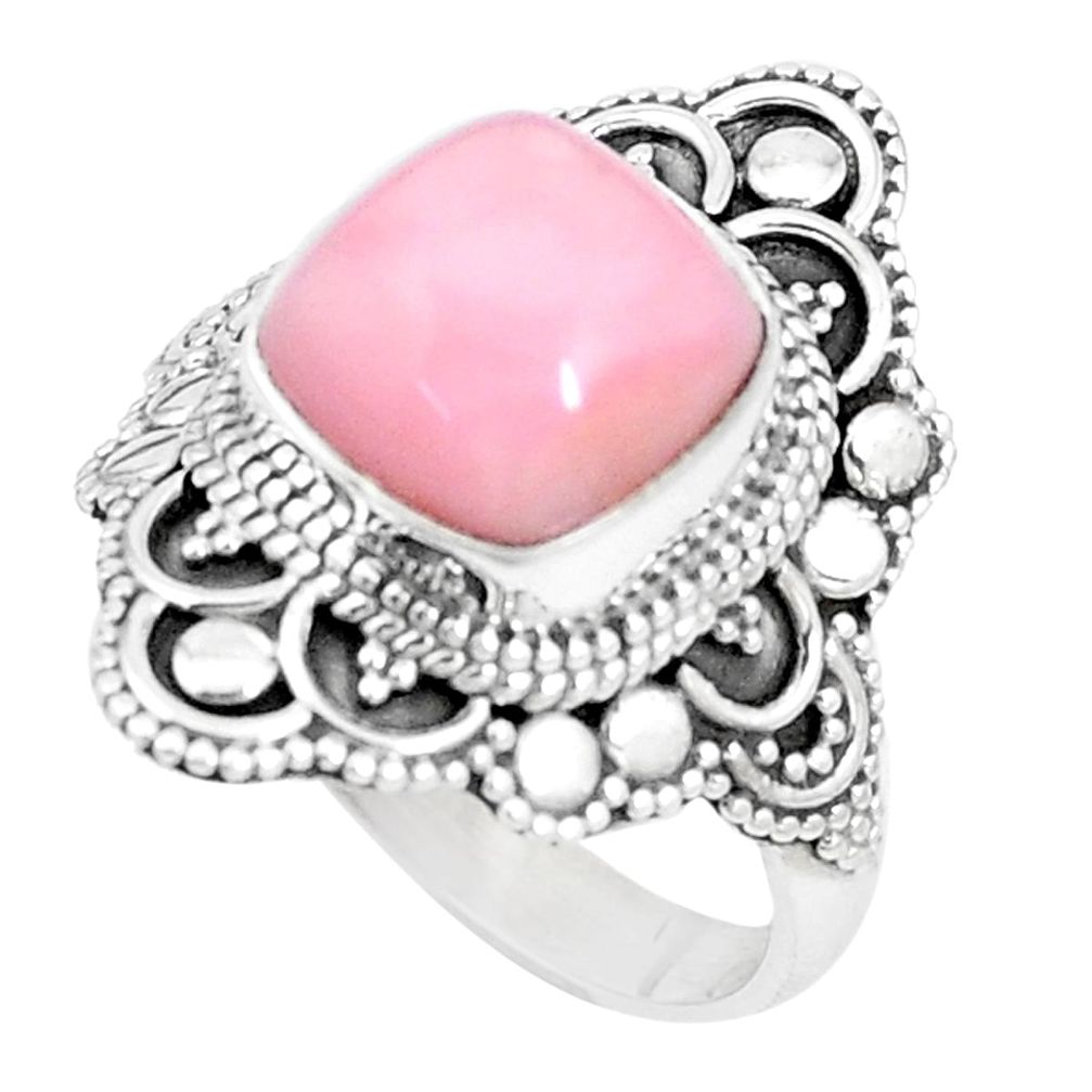 5.42cts natural pink opal 925 sterling silver solitaire ring size 8.5 p15183