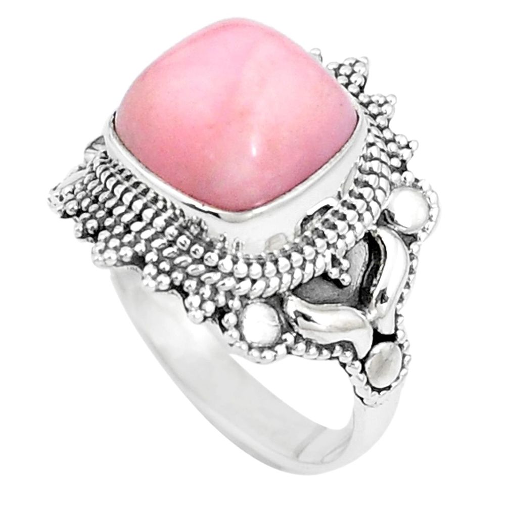 925 sterling silver 4.92cts natural pink opal solitaire ring size 7 p15191