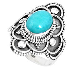 4.71cts natural green peruvian amazonite 925 silver solitaire ring size 7 p15416