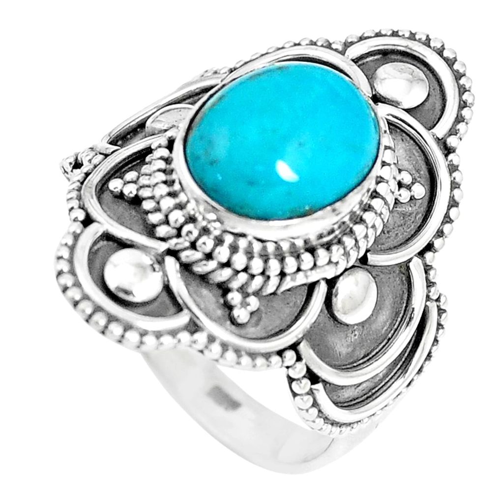 4.38cts natural green kingman turquoise 925 silver solitaire ring size 7 p15432