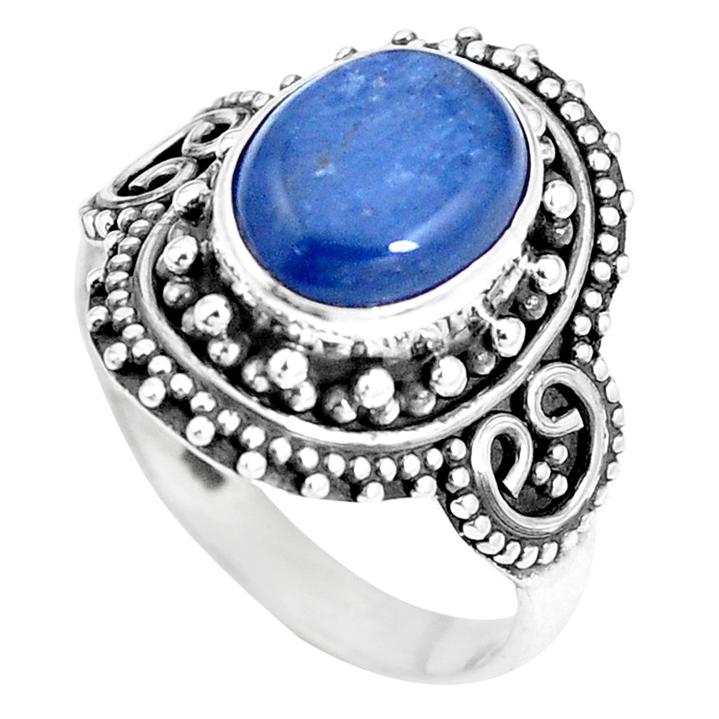 4.38cts natural blue kyanite 925 sterling silver solitaire ring size 7 p15448