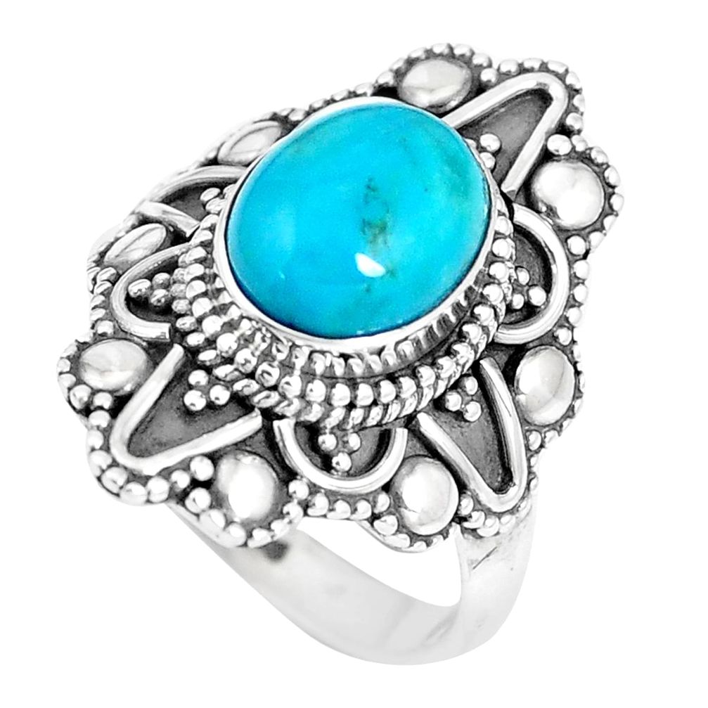 925 silver 4.38cts natural green kingman turquoise solitaire ring size 7 p15460