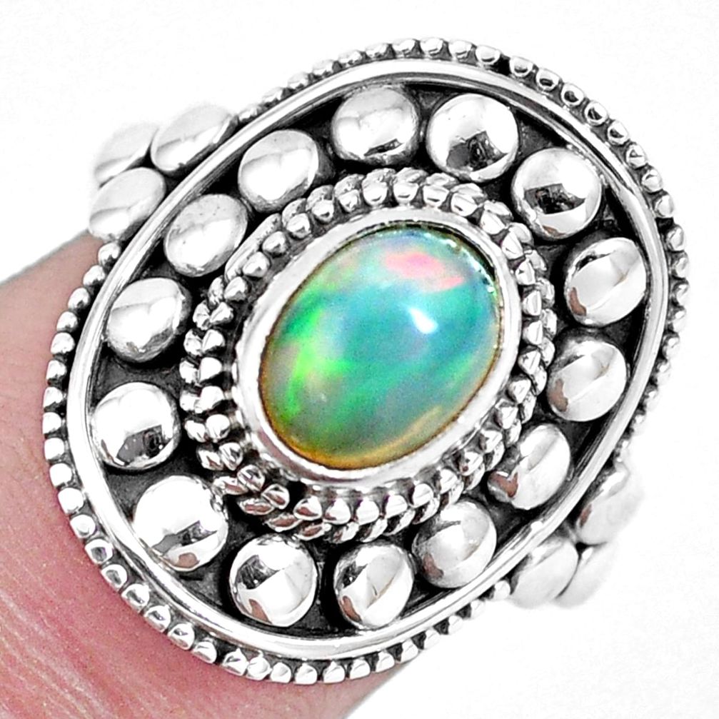 925 silver natural multi color ethiopian opal solitaire ring size 7 p15530