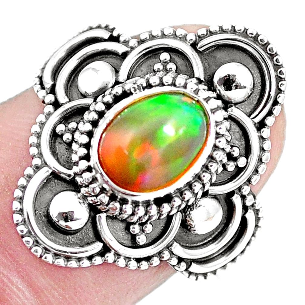 1.94cts natural ethiopian opal 925 sterling silver solitaire ring size 8 p15542