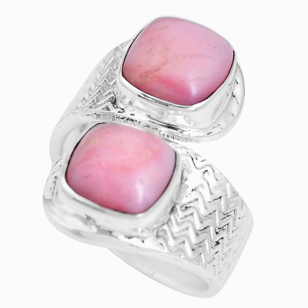 925 silver 9.72cts natural pink opal adjustable solitaire ring size 8.5 p15660