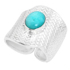 Natural peruvian amazonite 925 silver adjustable solitaire ring size 8.5 p15664