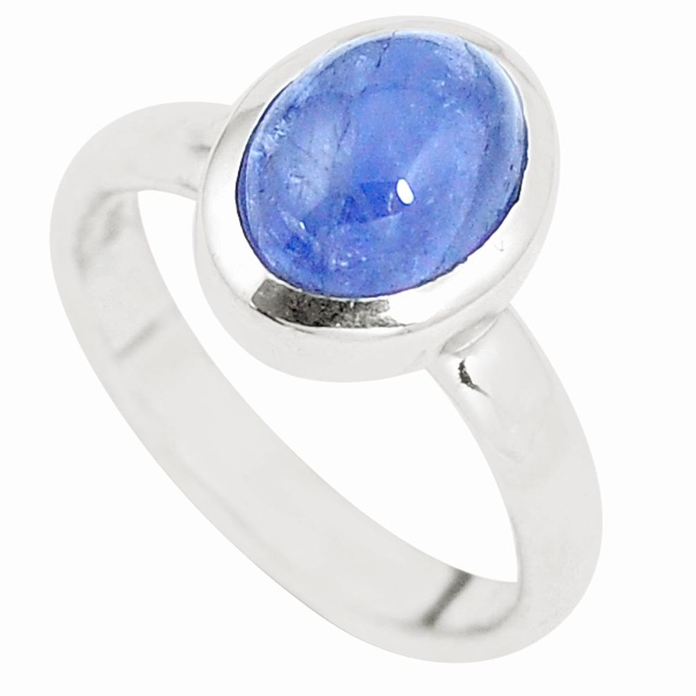 3.12cts natural blue tanzanite 925 silver solitaire ring jewelry size 5.5 p15899
