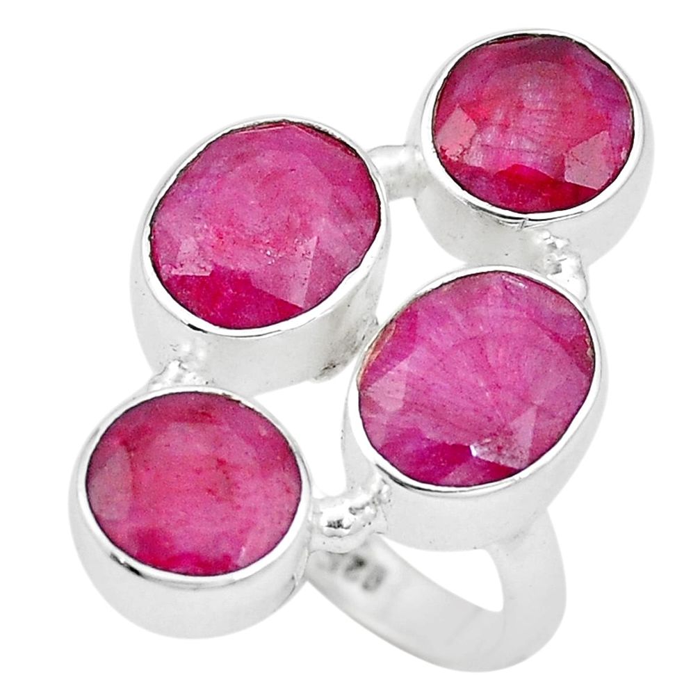 15.69cts natural red ruby 925 sterling silver ring jewelry size 6.5 p15901