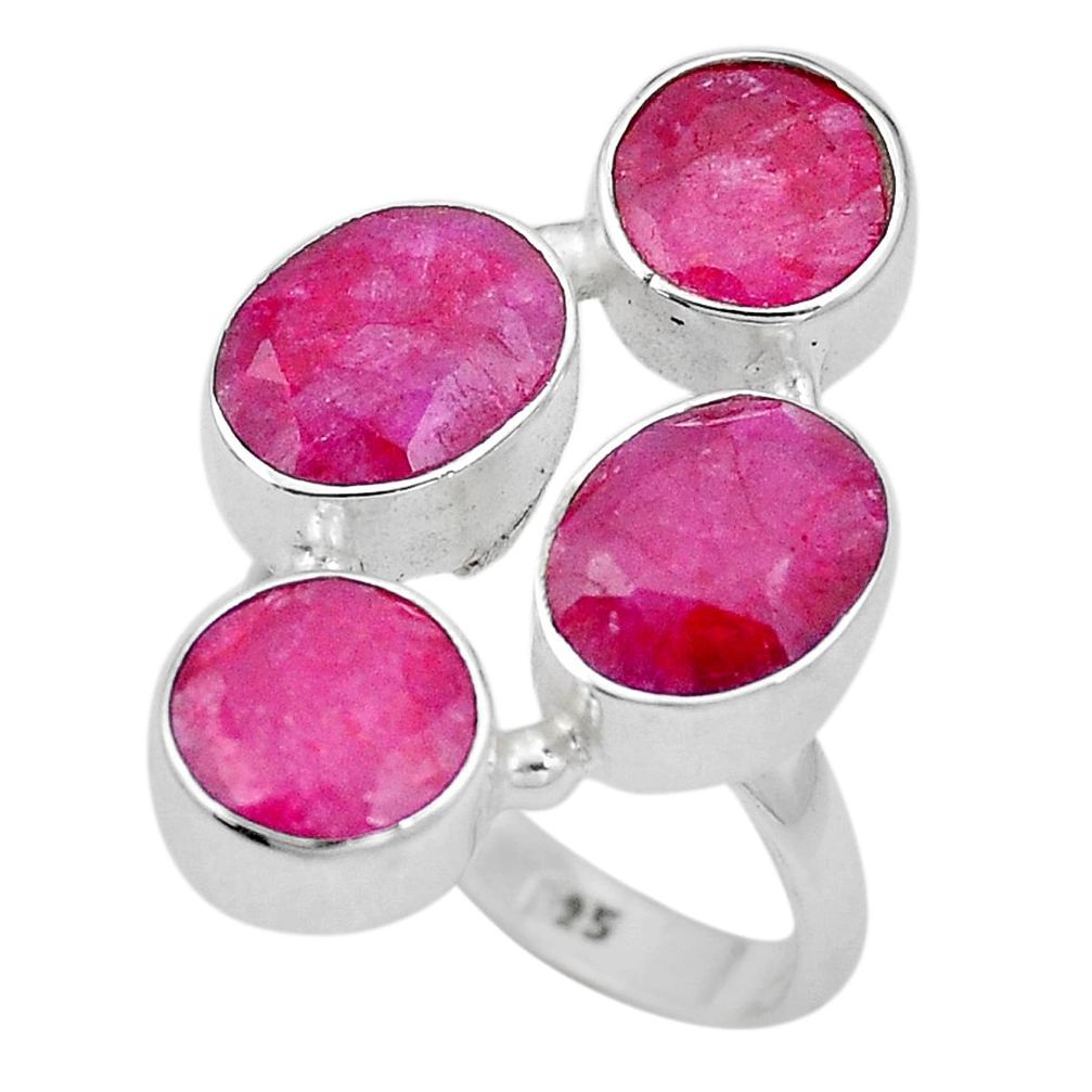 14.87cts natural red ruby 925 sterling silver ring jewelry size 8 p15906