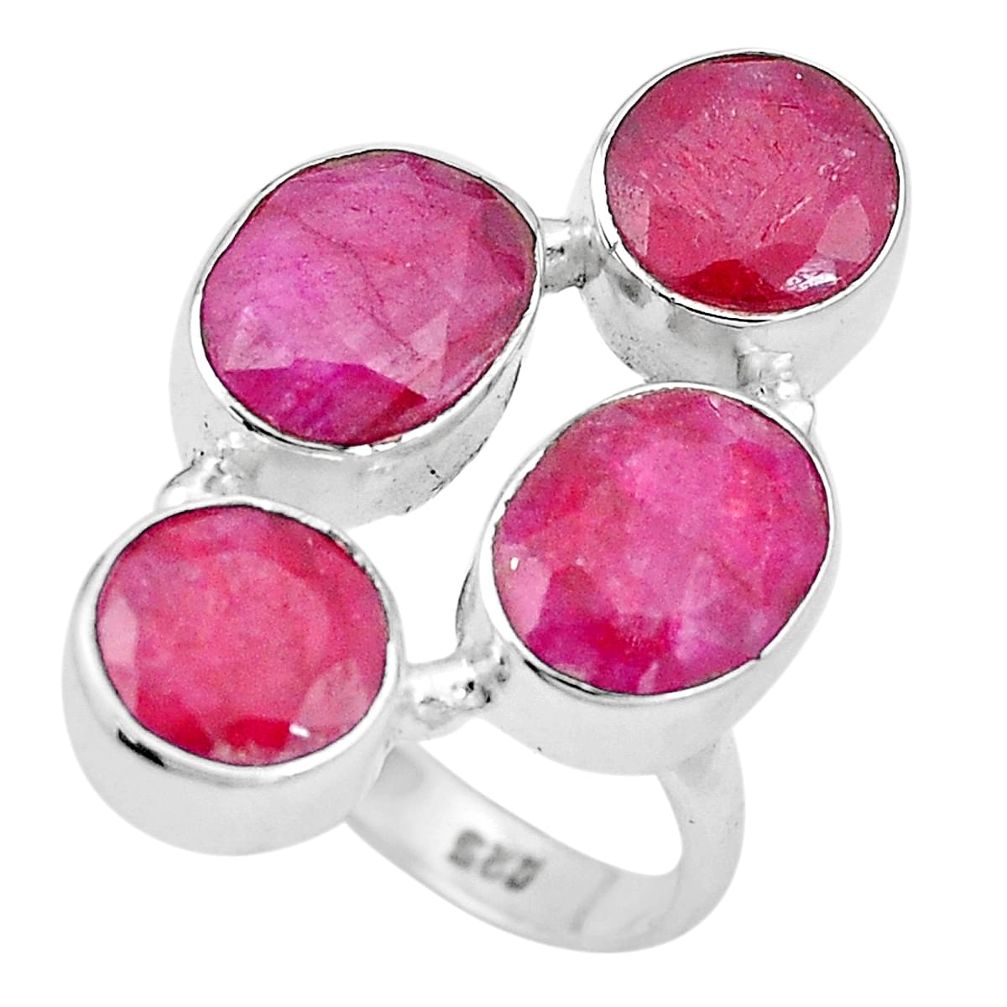 14.87cts natural red ruby 925 sterling silver ring jewelry size 7.5 p15907