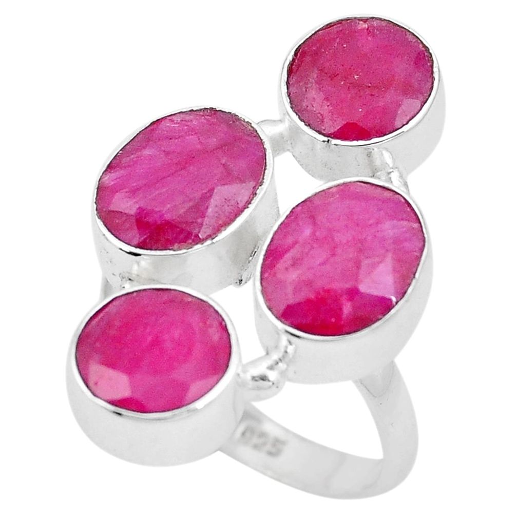 925 sterling silver 15.25cts natural red ruby oval ring jewelry size 8 p15910