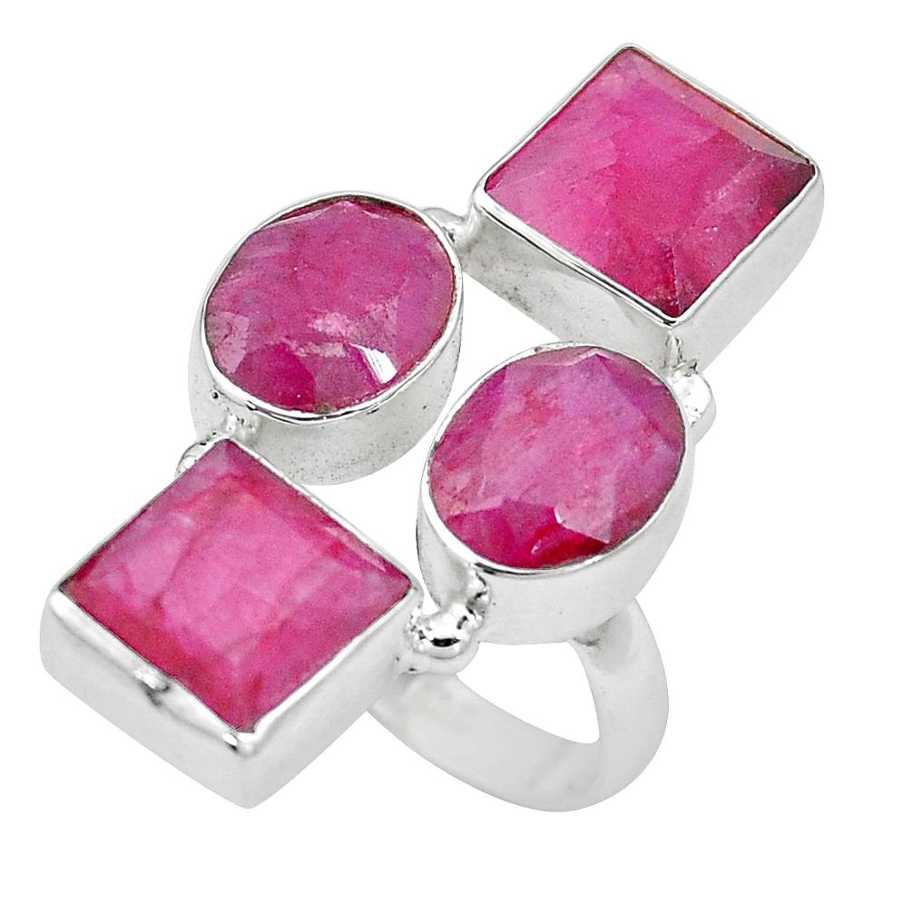 925 sterling silver 18.75cts natural red ruby ring jewelry size 7 p15913