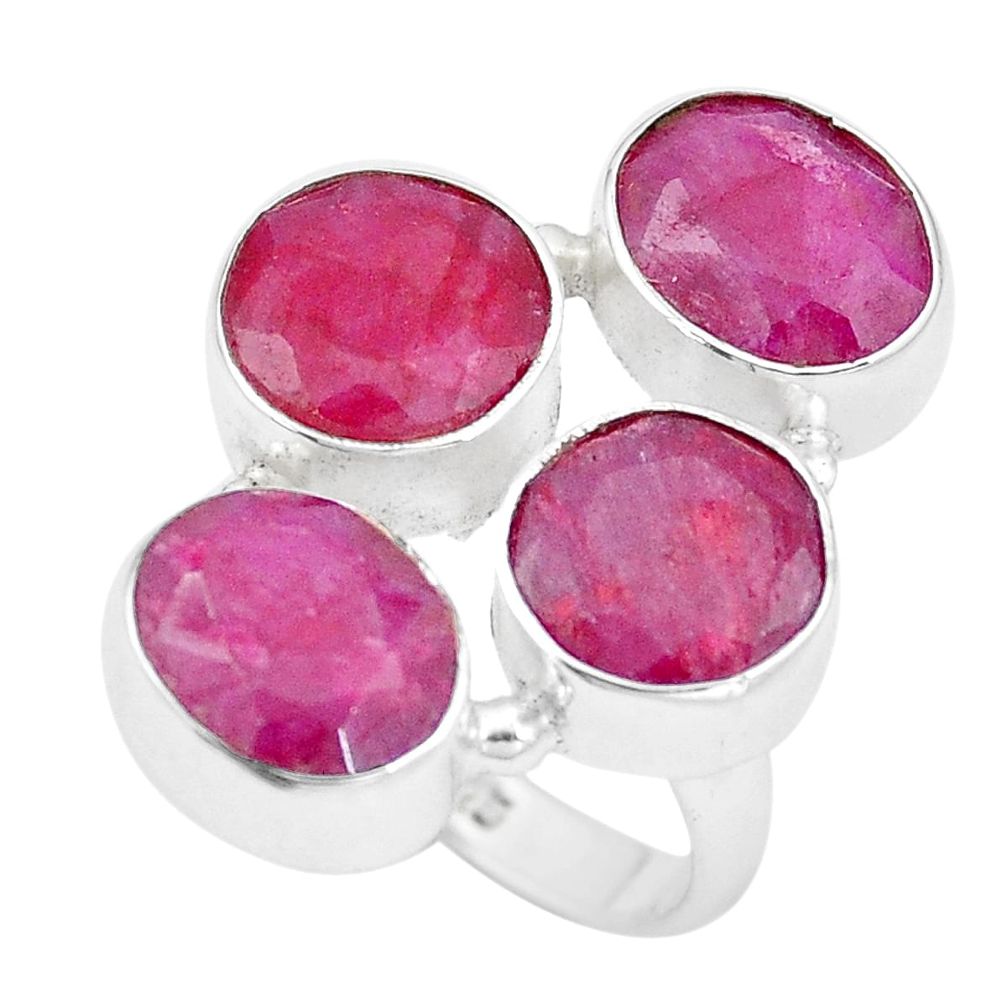 16.87cts natural red ruby 925 sterling silver ring jewelry size 6.5 p15914