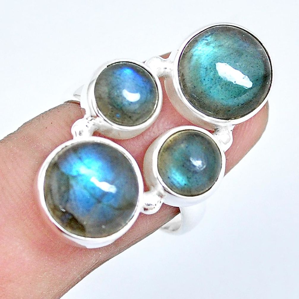 13.45cts natural blue labradorite 925 sterling silver ring size 7.5 p15936
